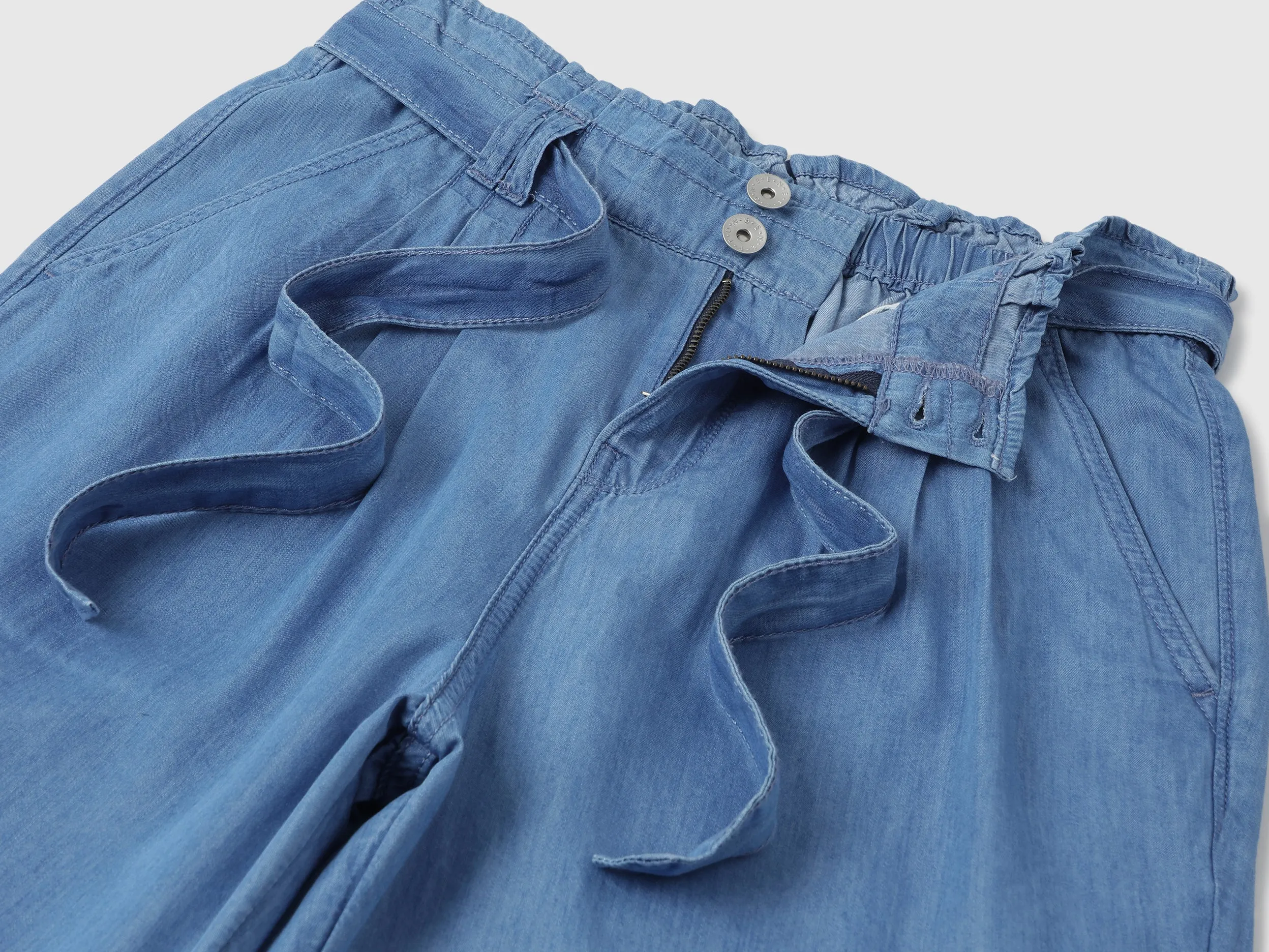 Solid Paperbag Fit Trousers
