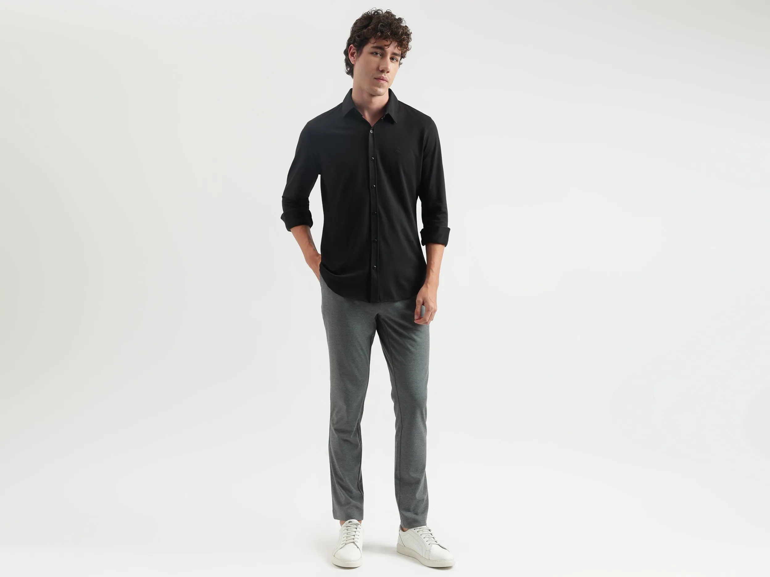 Solid Pattern Slim Fit Trousers
