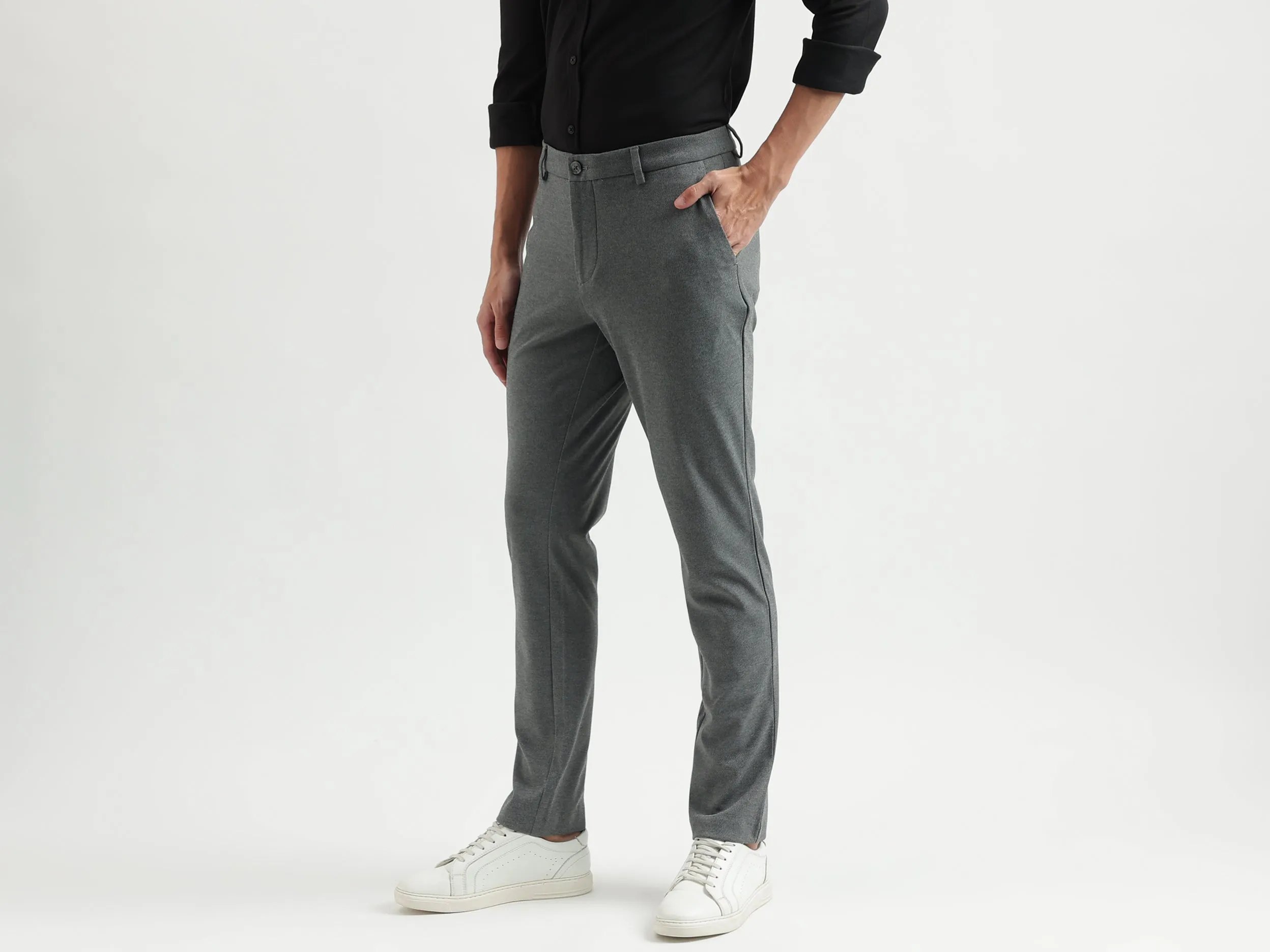 Solid Pattern Slim Fit Trousers