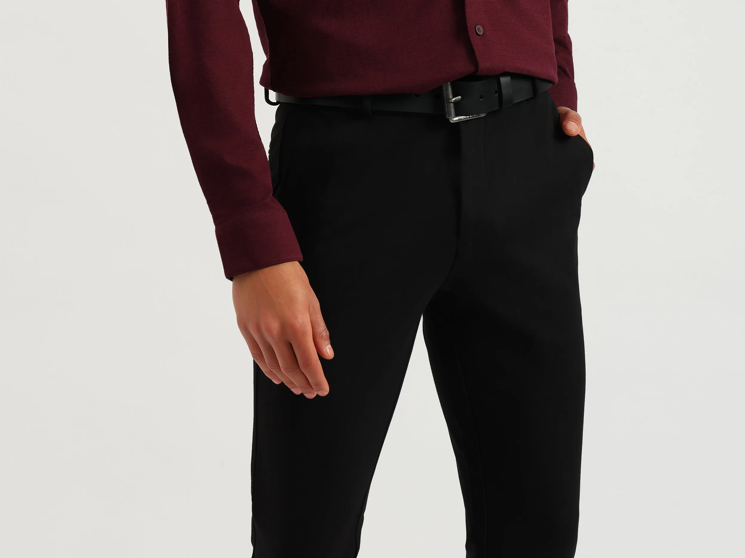 Solid Slim Fit Premium Knit Trousers
