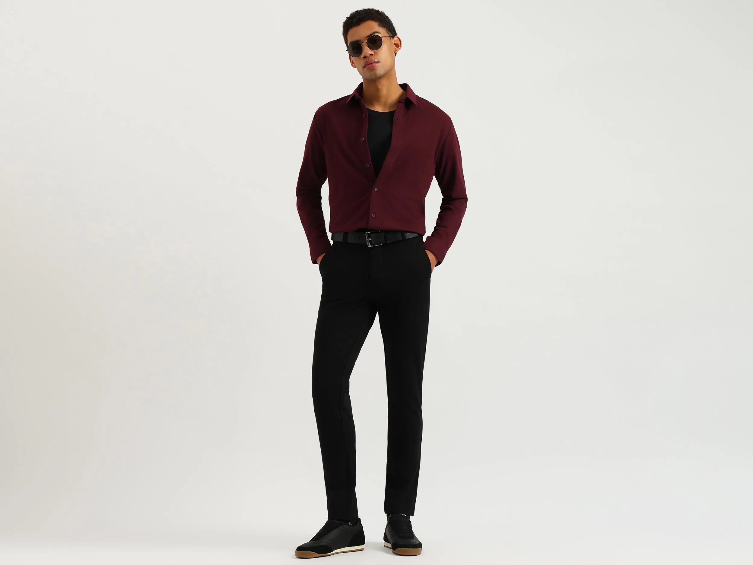 Solid Slim Fit Premium Knit Trousers