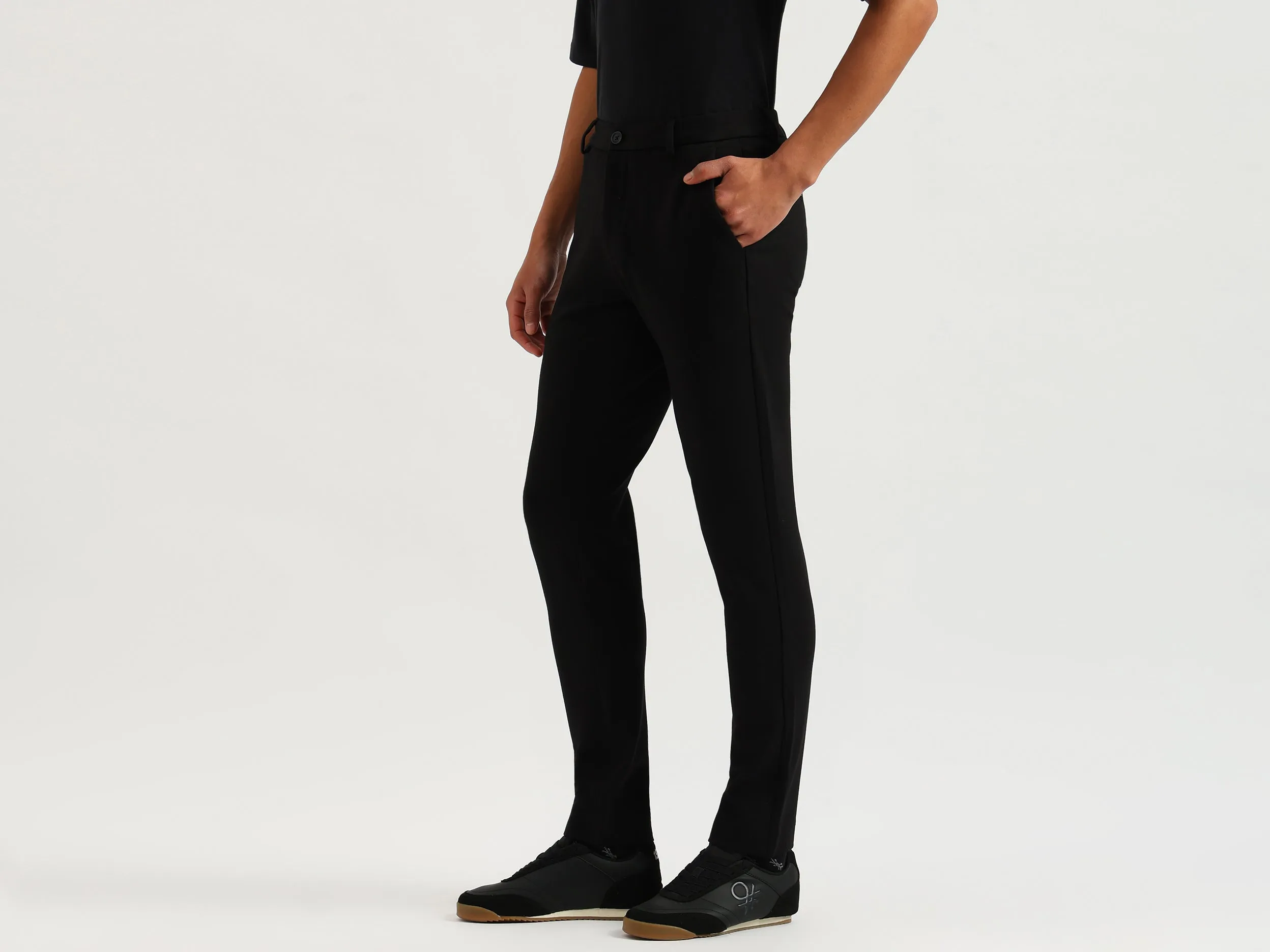 Solid Slim Fit Premium Knit Trousers