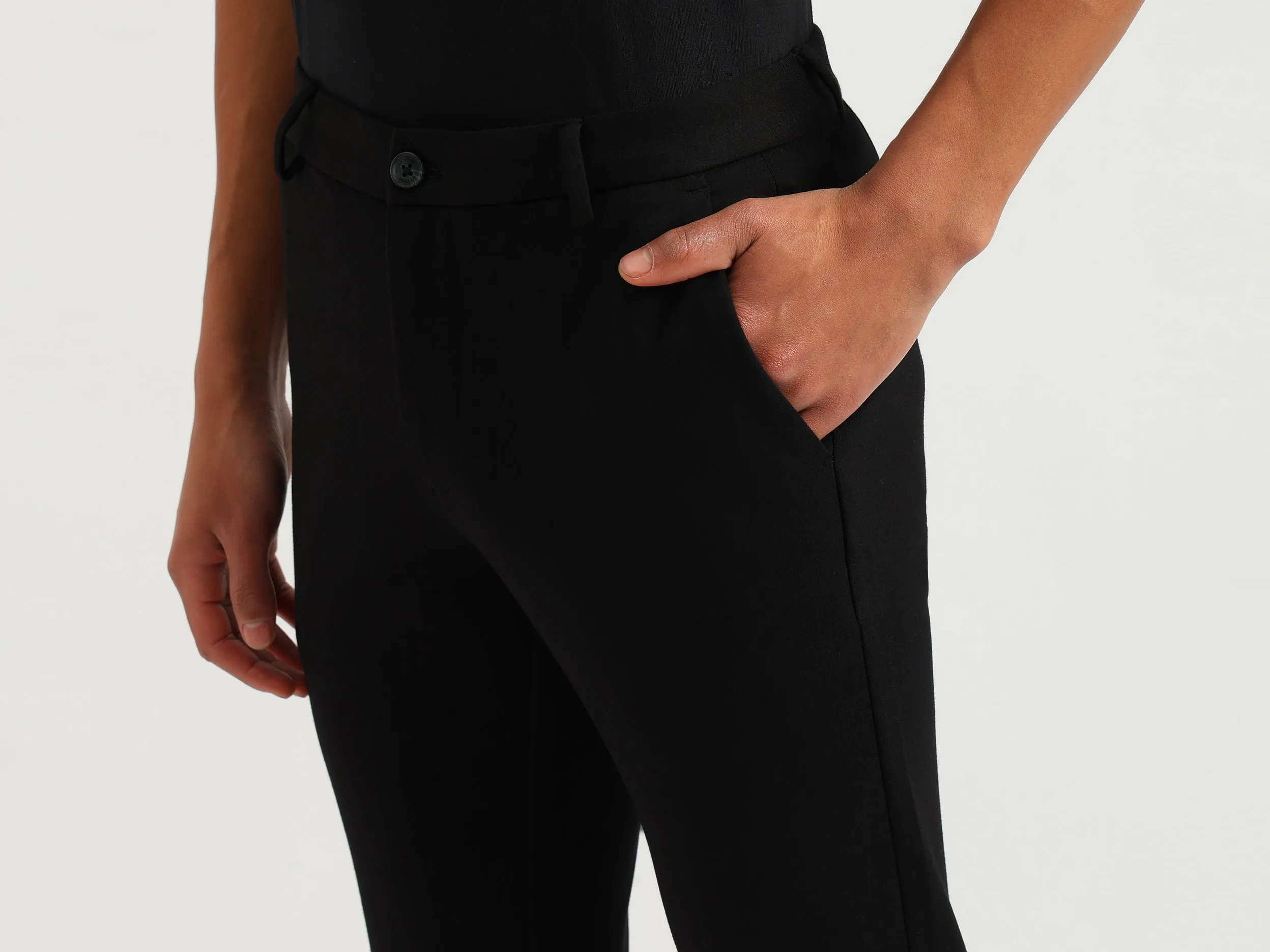 Solid Slim Fit Premium Knit Trousers
