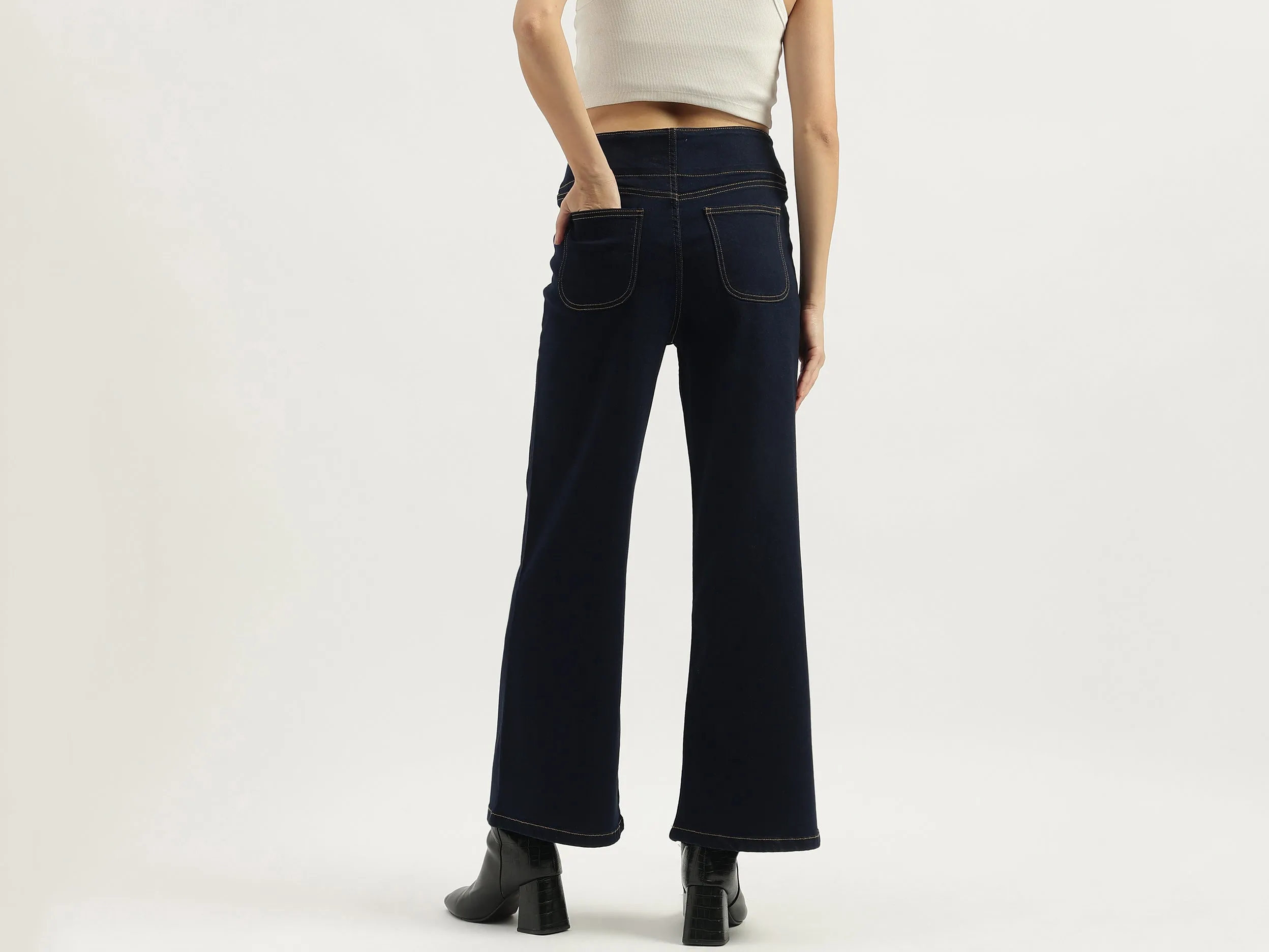 Solid Wide Leg Fit Trousers