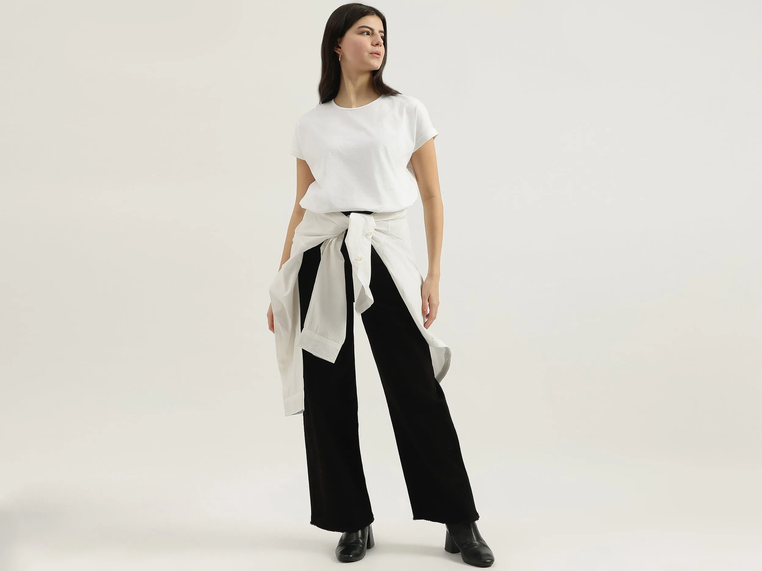 Solid Wide Leg Fit Trousers