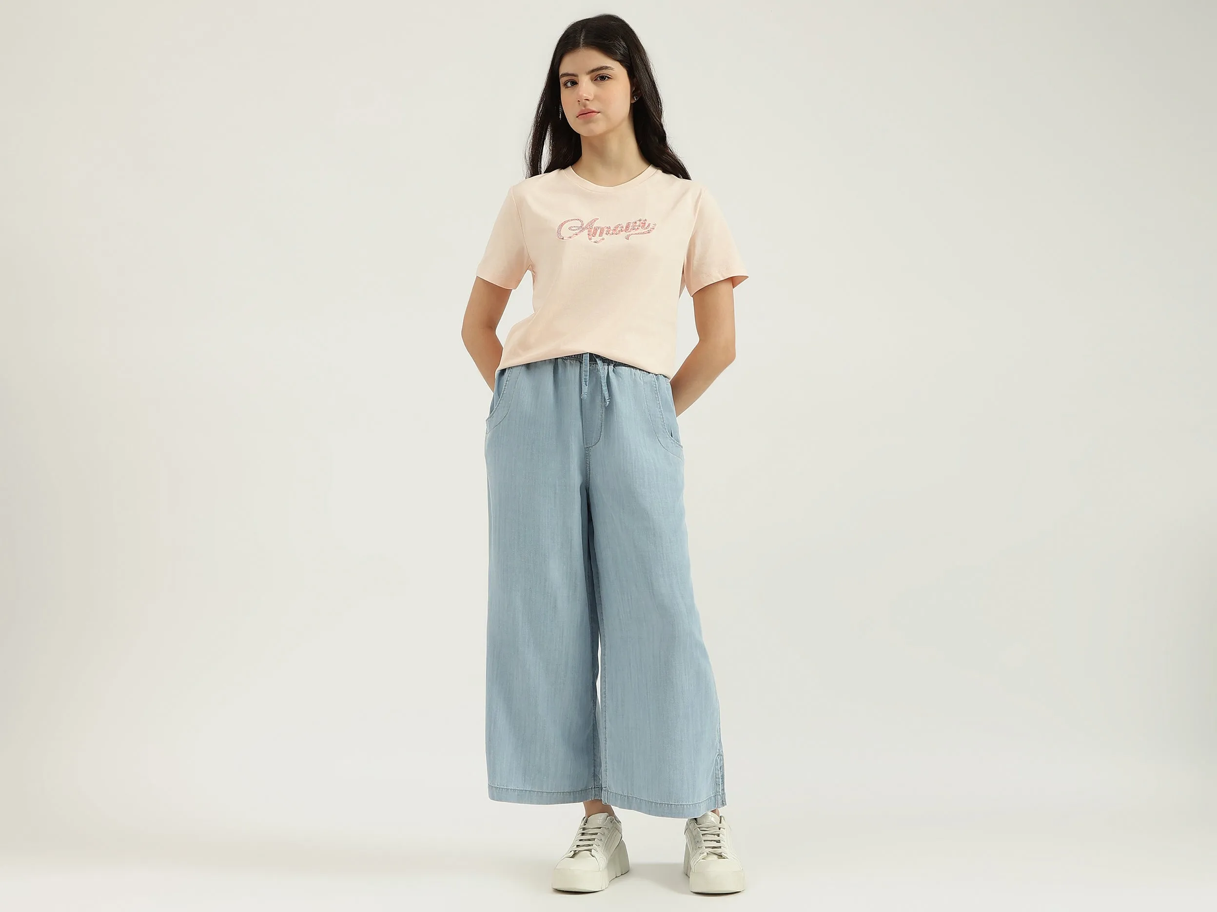 Solid Wide Leg Pants