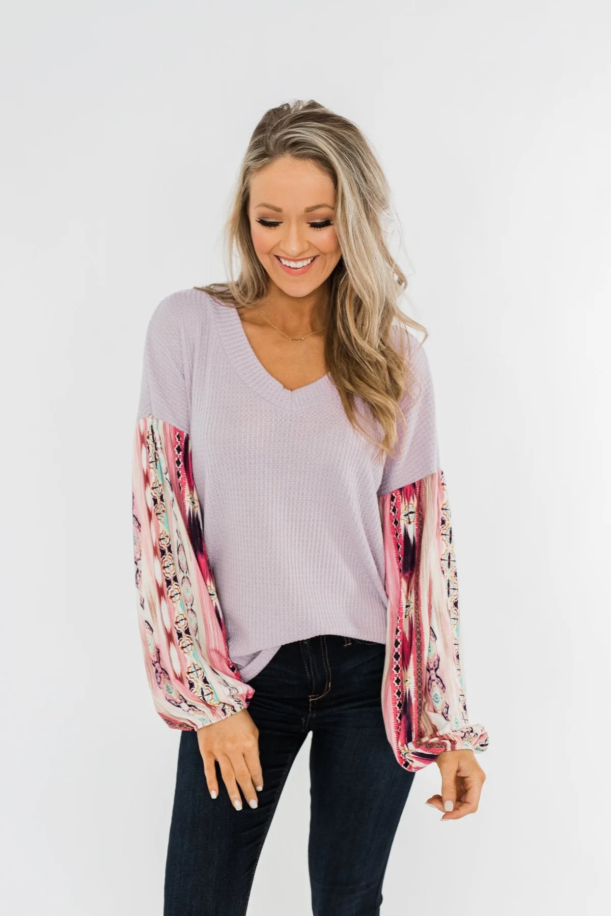 Something For You Waffle Knit Top- Lavender