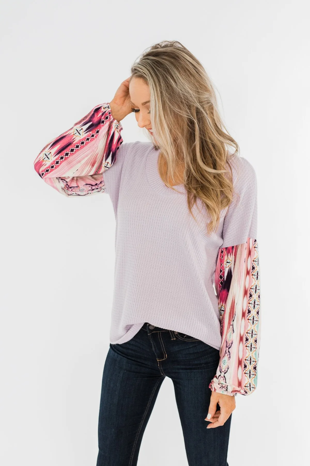 Something For You Waffle Knit Top- Lavender