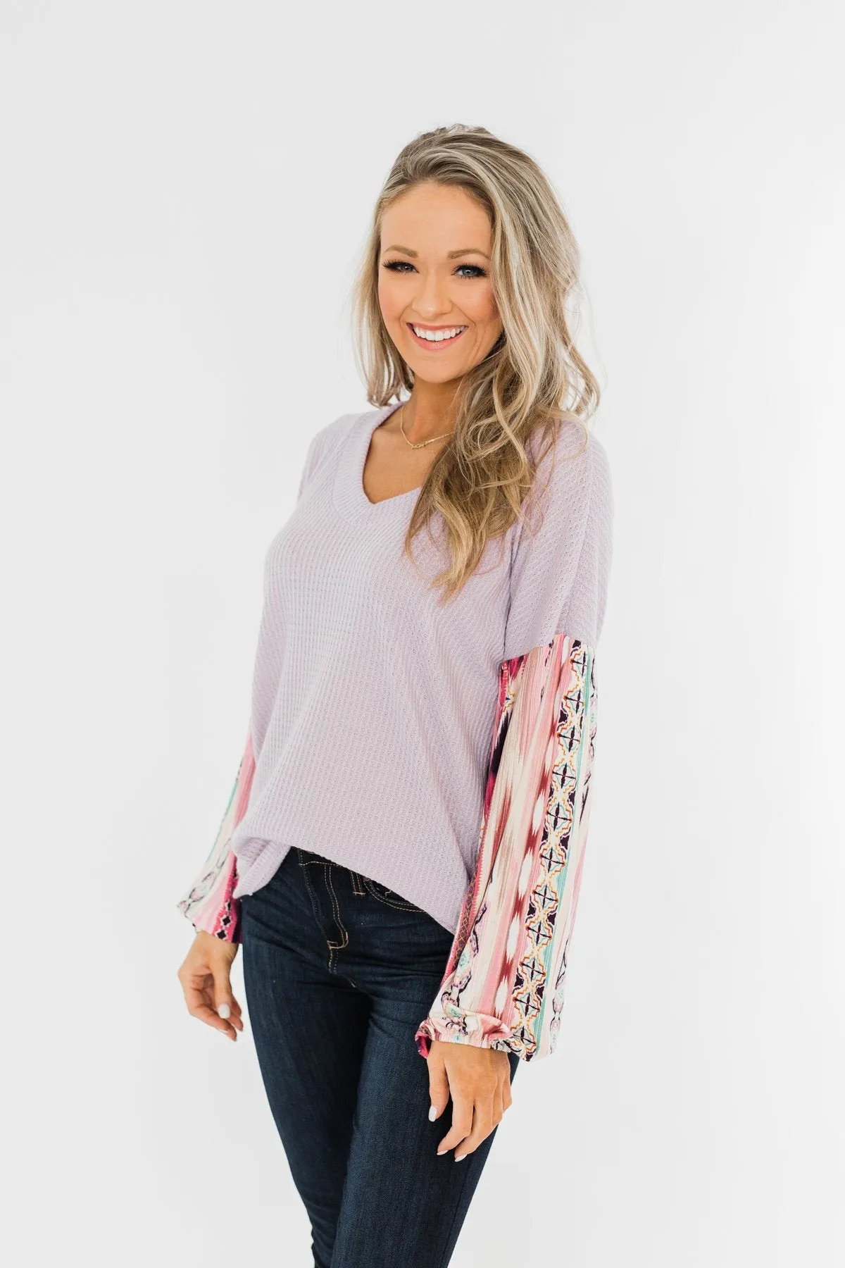 Something For You Waffle Knit Top- Lavender