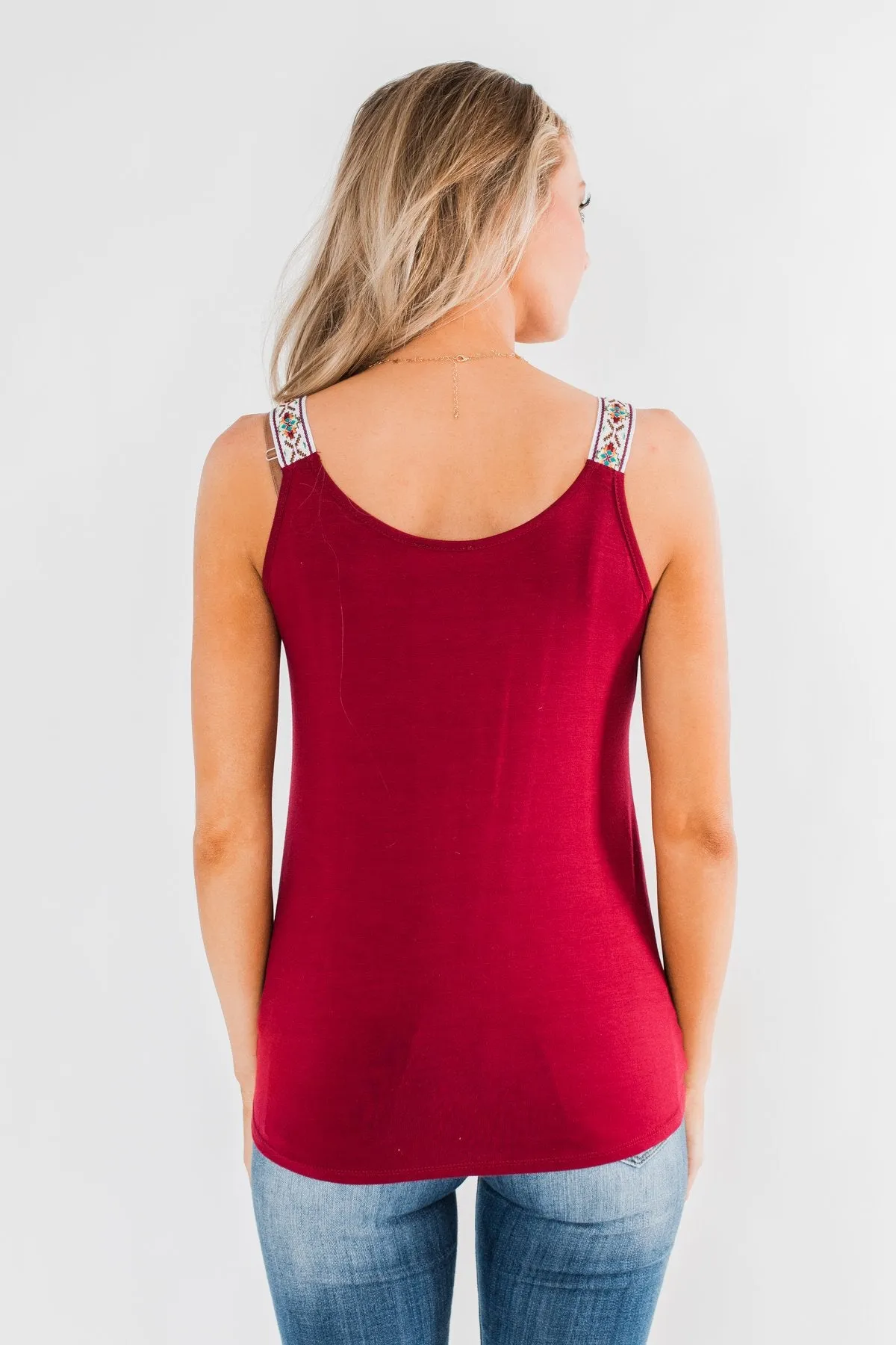 Somewhere Next To You Twist Tank Top- Burgundy