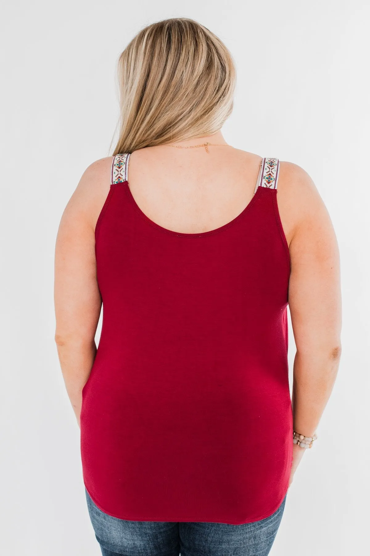 Somewhere Next To You Twist Tank Top- Burgundy