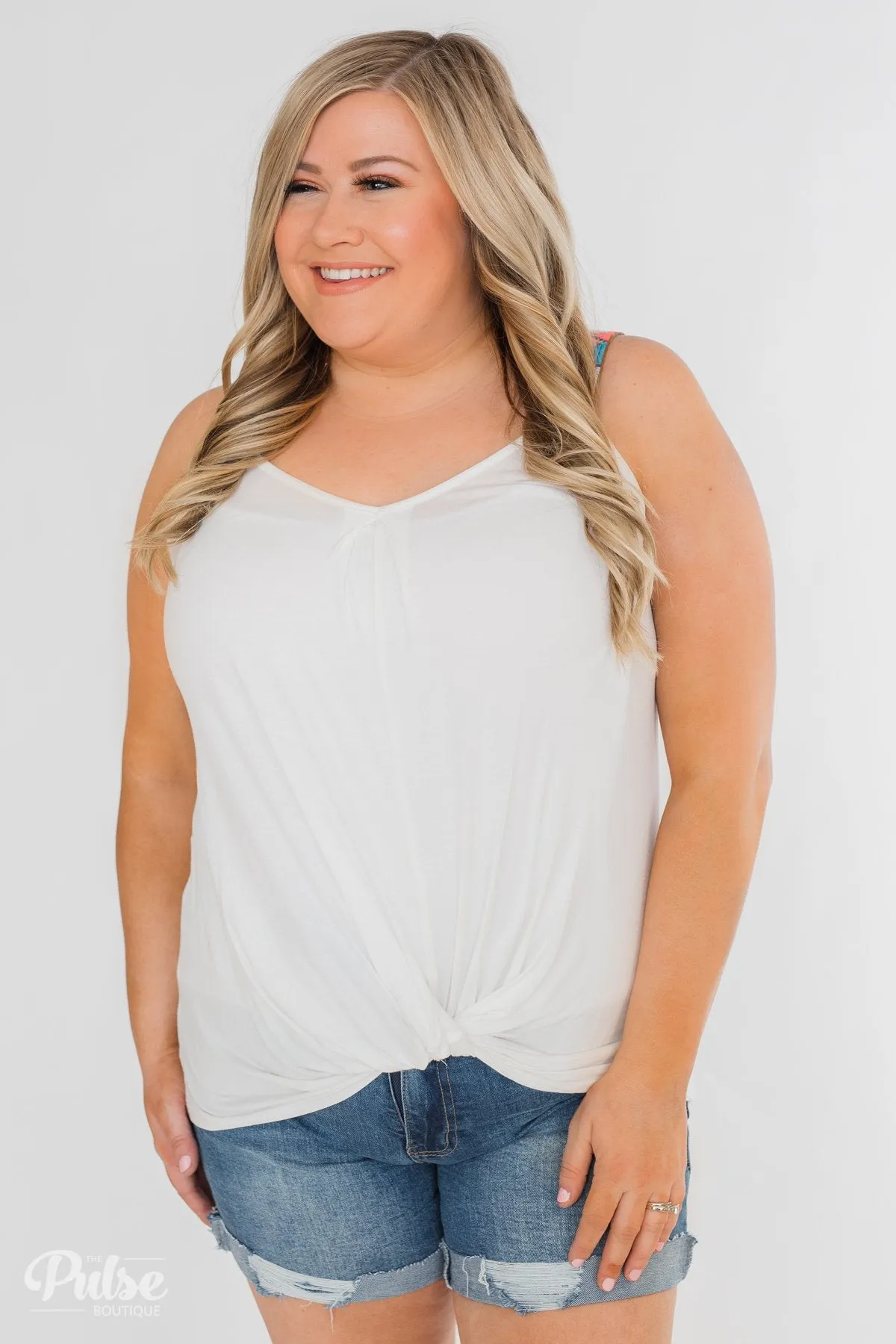Somewhere Waiting for Me Twist Tank Top- Ivory