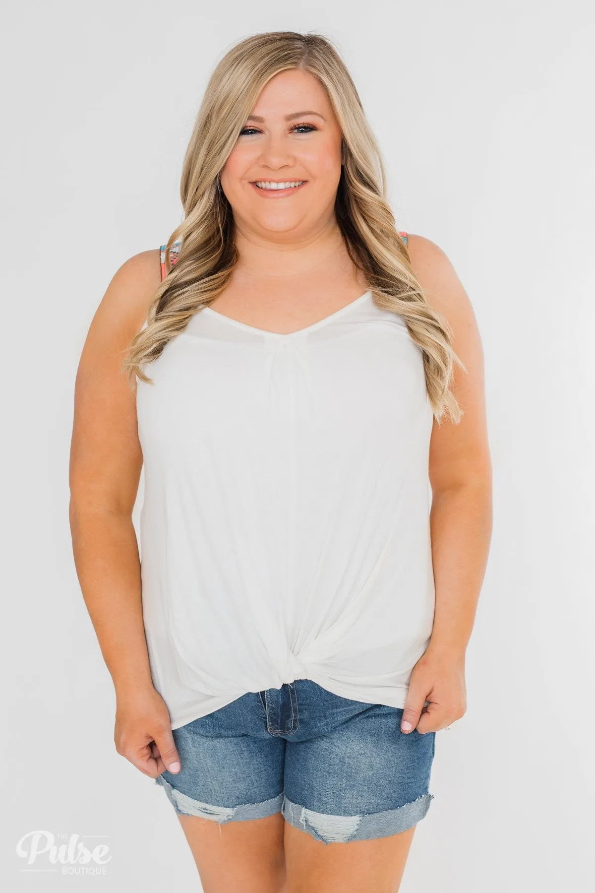 Somewhere Waiting for Me Twist Tank Top- Ivory
