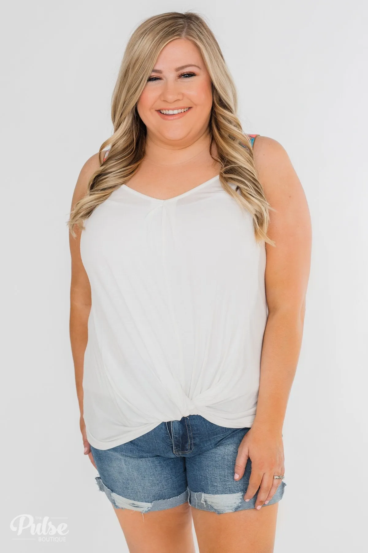 Somewhere Waiting for Me Twist Tank Top- Ivory