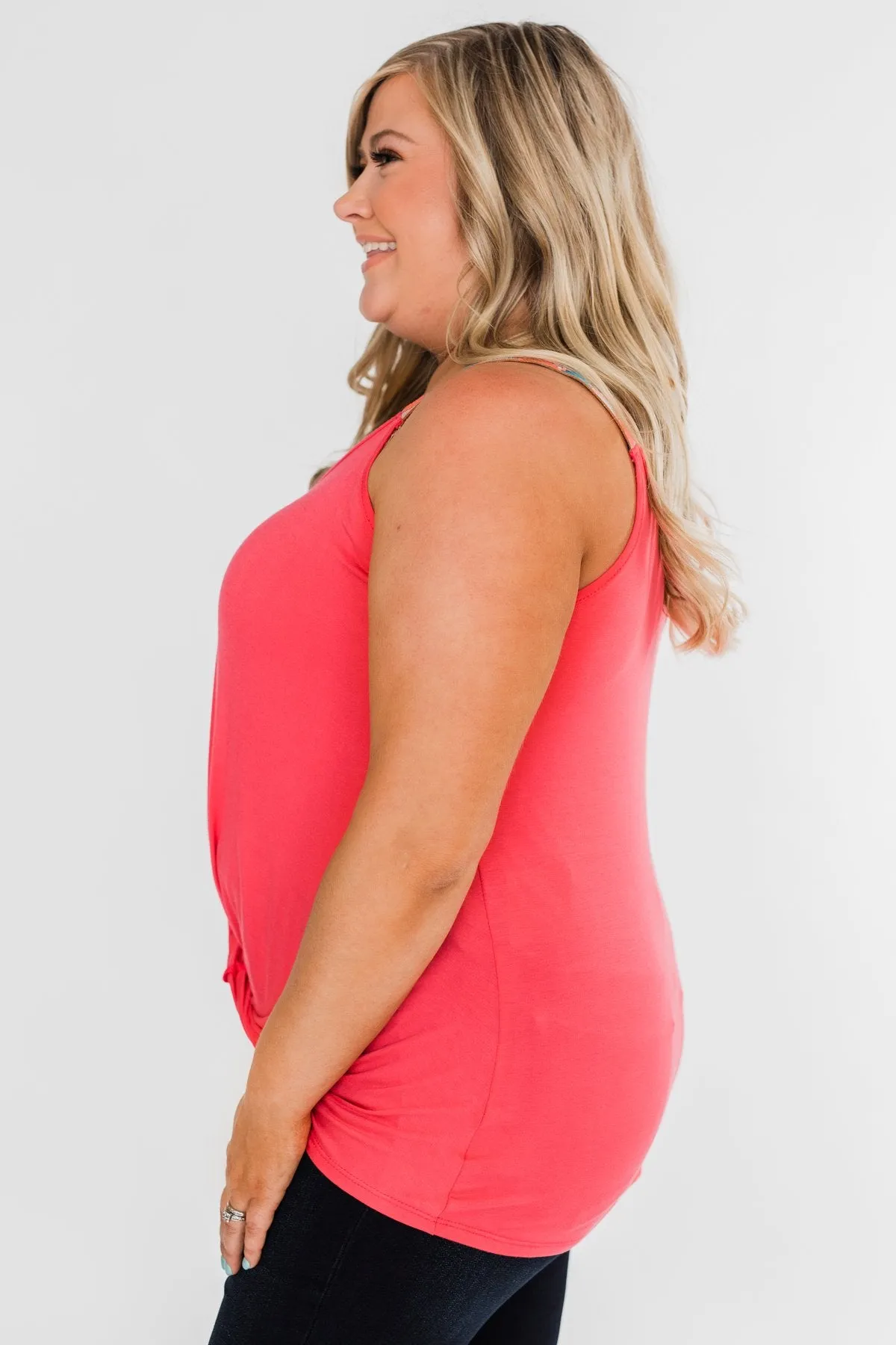 Somewhere Waiting for Me Twist Tank Top- Punch Pink