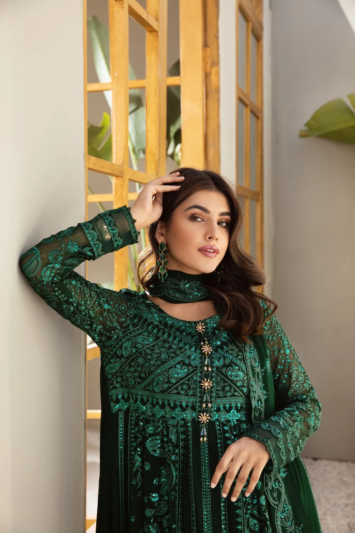 Sparkle Green Embroidered Pakistani Salwar Kameez with Dupatta