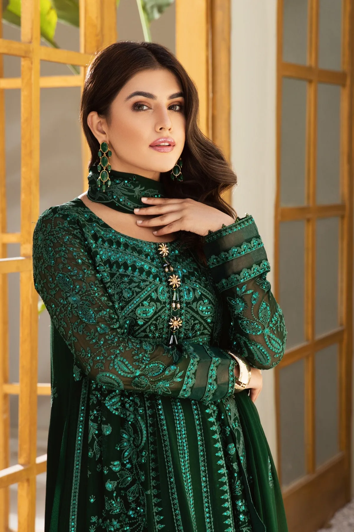 Sparkle Green Embroidered Pakistani Salwar Kameez with Dupatta