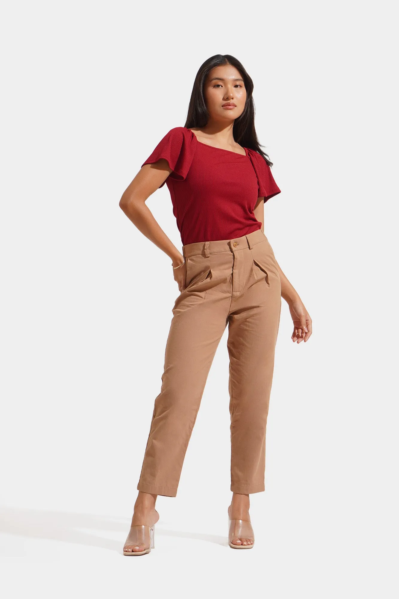 Square Neck Flounce Sleeve Tee
