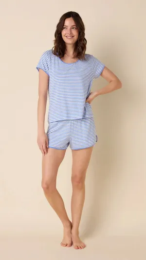 Stripe Pima Knit Simple Short Set (Provence)