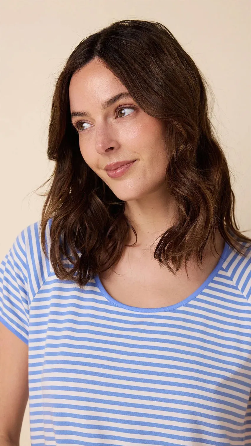 Stripe Pima Knit Simple Short Set (Provence)