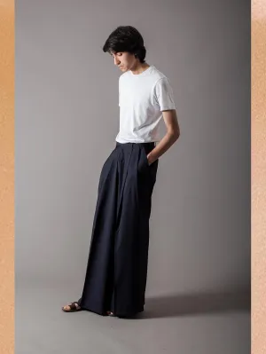 SUKETDHIR   I   SD Palazzo Pant | Cool Wool | Navy