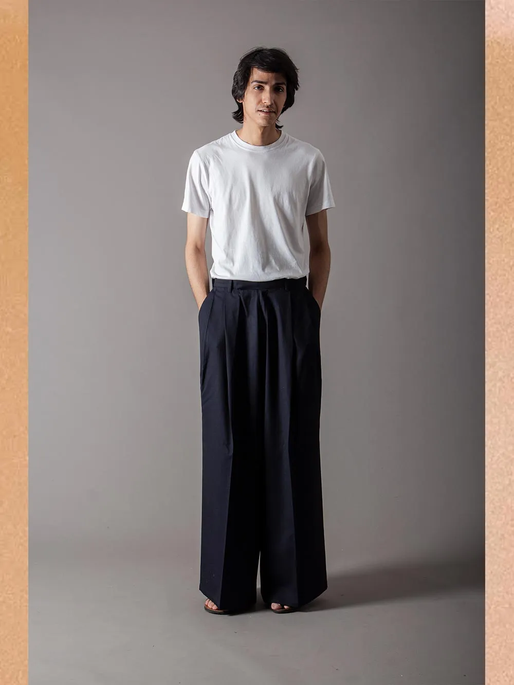 SUKETDHIR   I   SD Palazzo Pant | Cool Wool | Navy