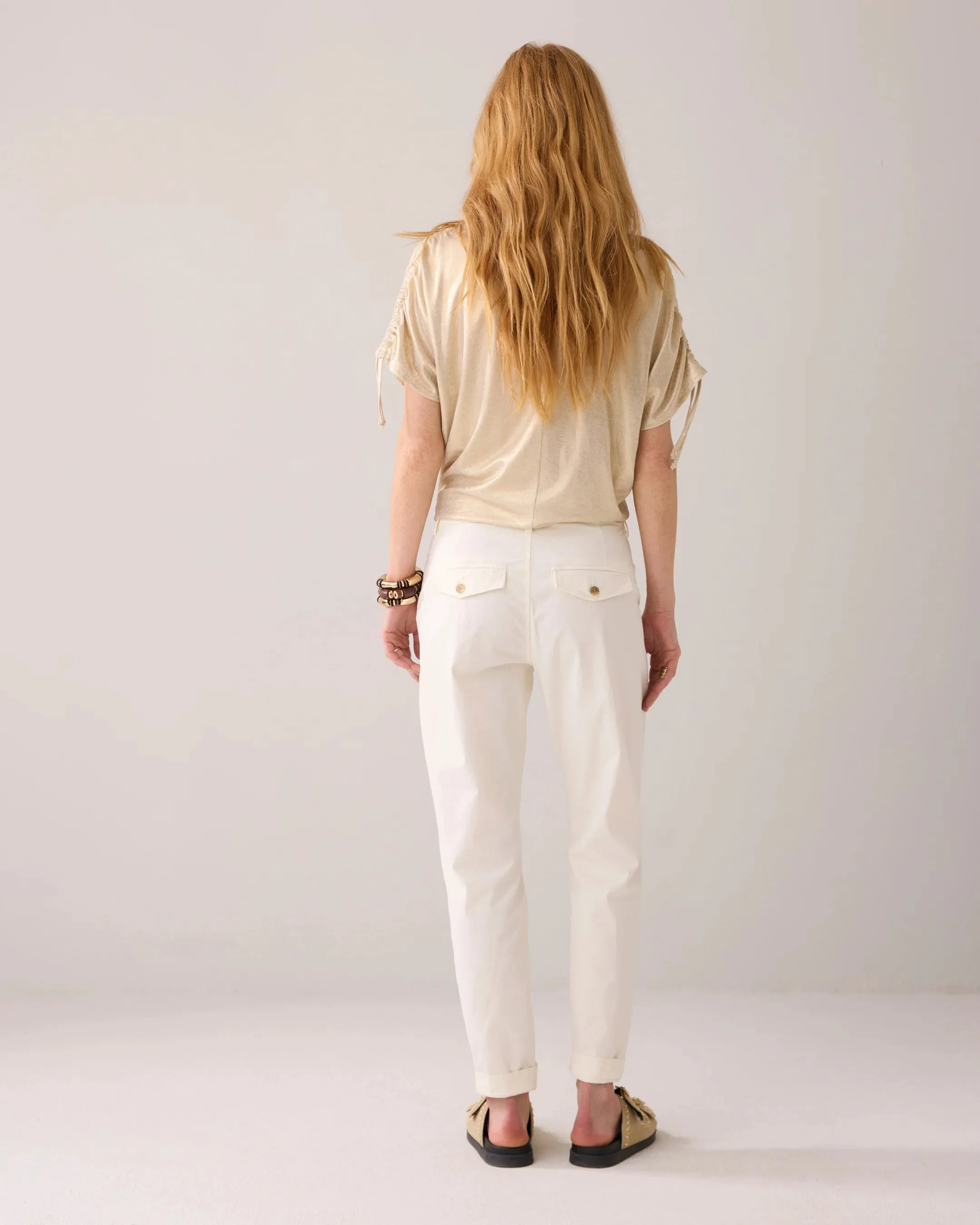Summum Off White Soft Slim-Fit Chino Trousers