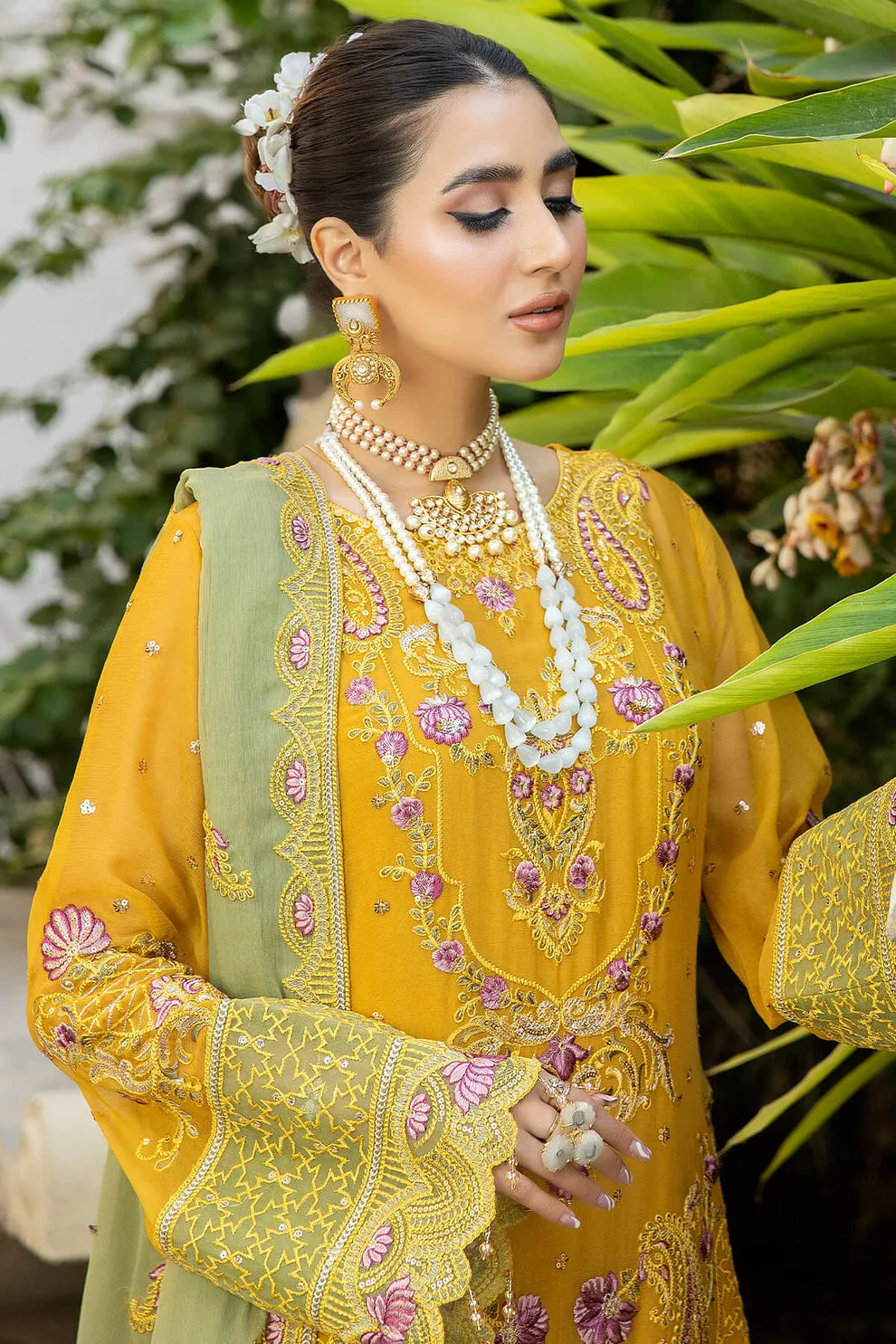Sunflower Yellow Embroidered Pakistani Salwar Kameez Dupatta Salwar Suit