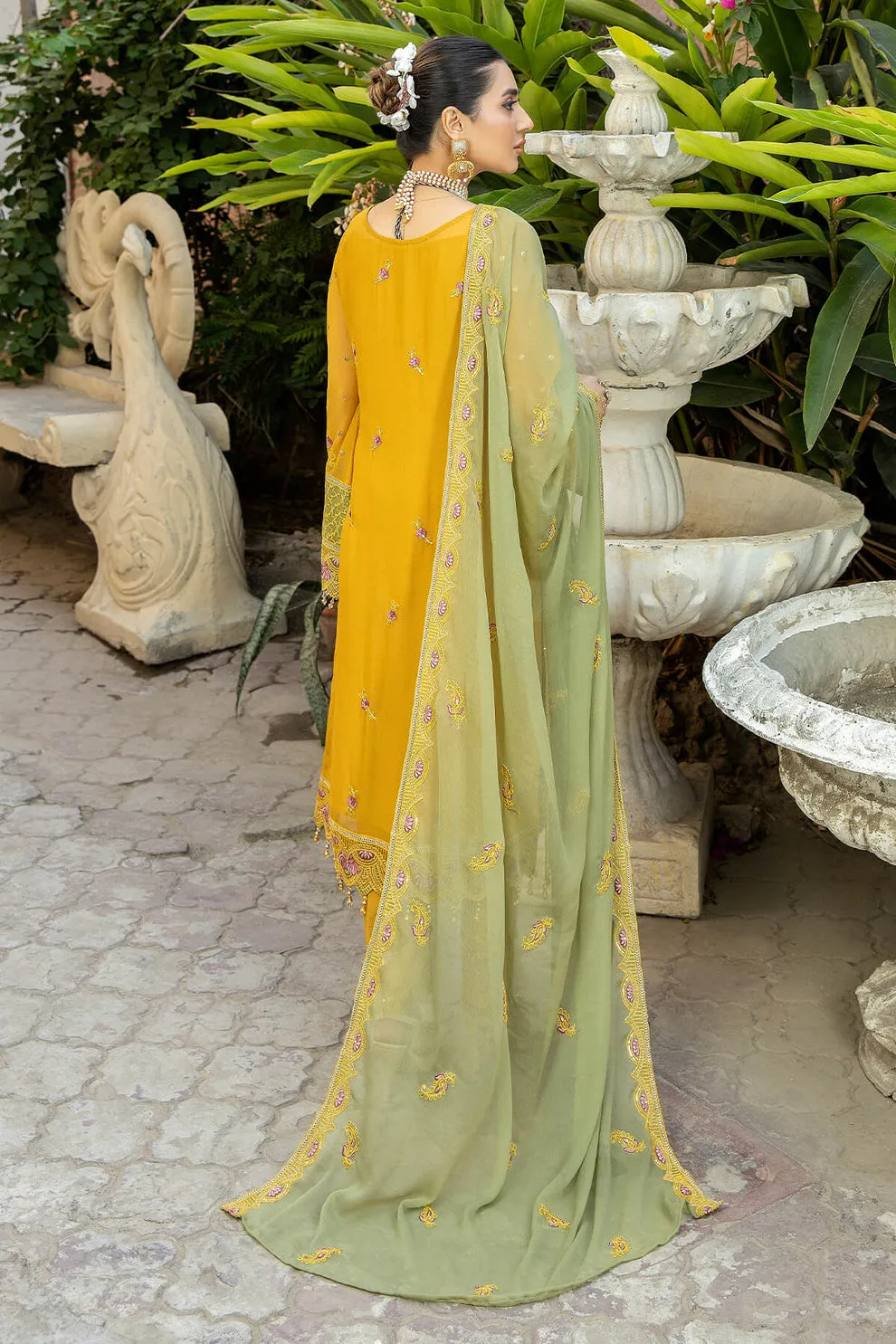 Sunflower Yellow Embroidered Pakistani Salwar Kameez Dupatta Salwar Suit