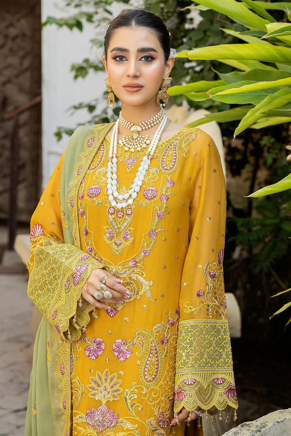 Sunflower Yellow Embroidered Pakistani Salwar Kameez Dupatta Salwar Suit