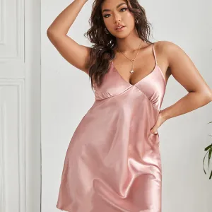 Suspenders Pajamas Nightgown Casual Silk-like