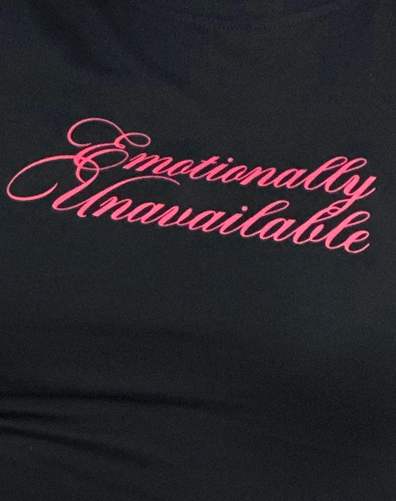 Sutin Tee in Black with Emotionally Unavailable Print