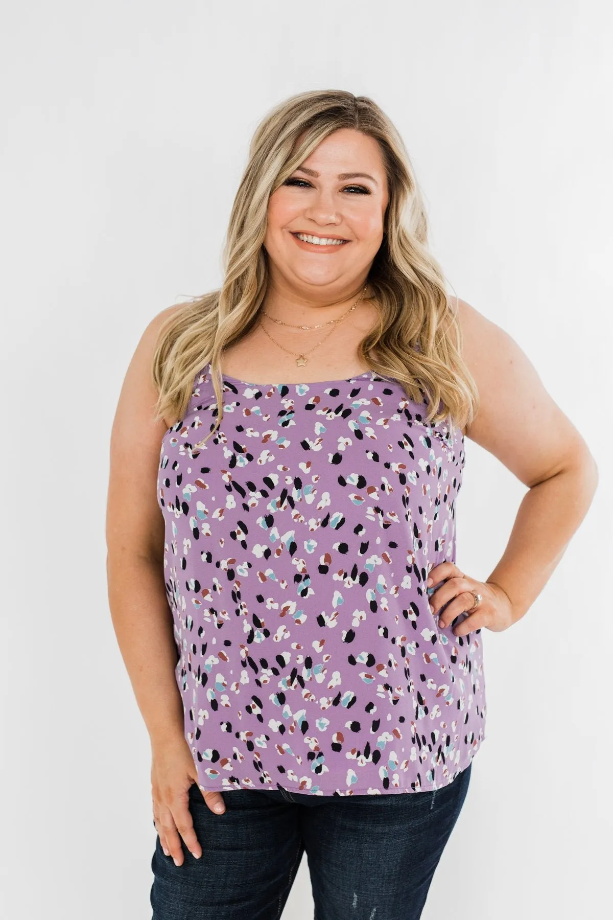Sweet On You Printed Tank Top- Purple