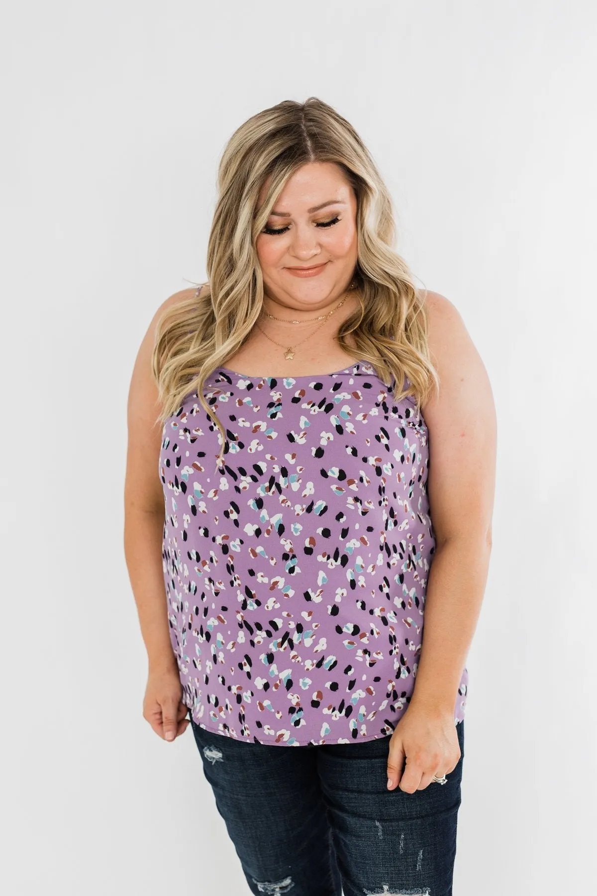 Sweet On You Printed Tank Top- Purple