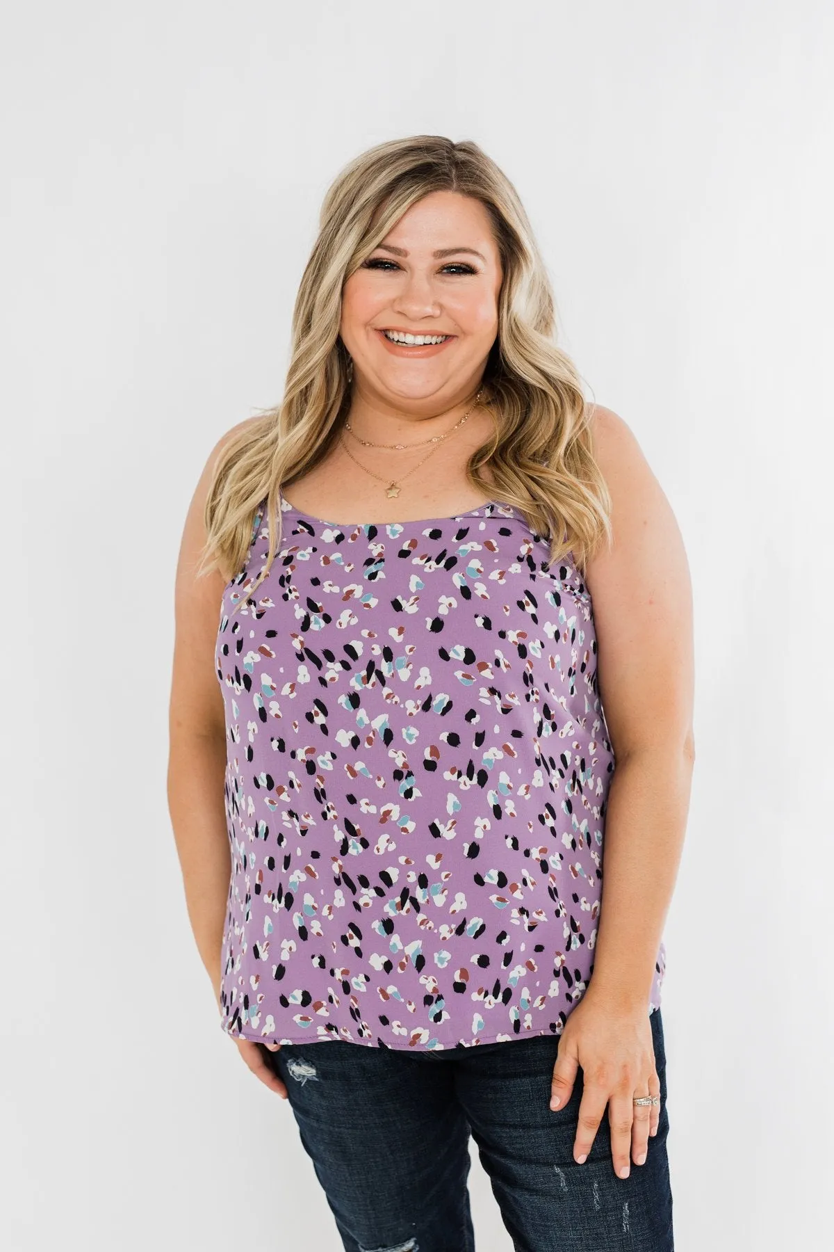 Sweet On You Printed Tank Top- Purple