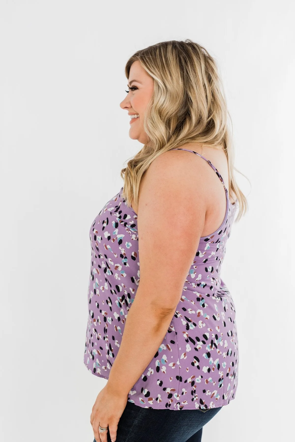 Sweet On You Printed Tank Top- Purple