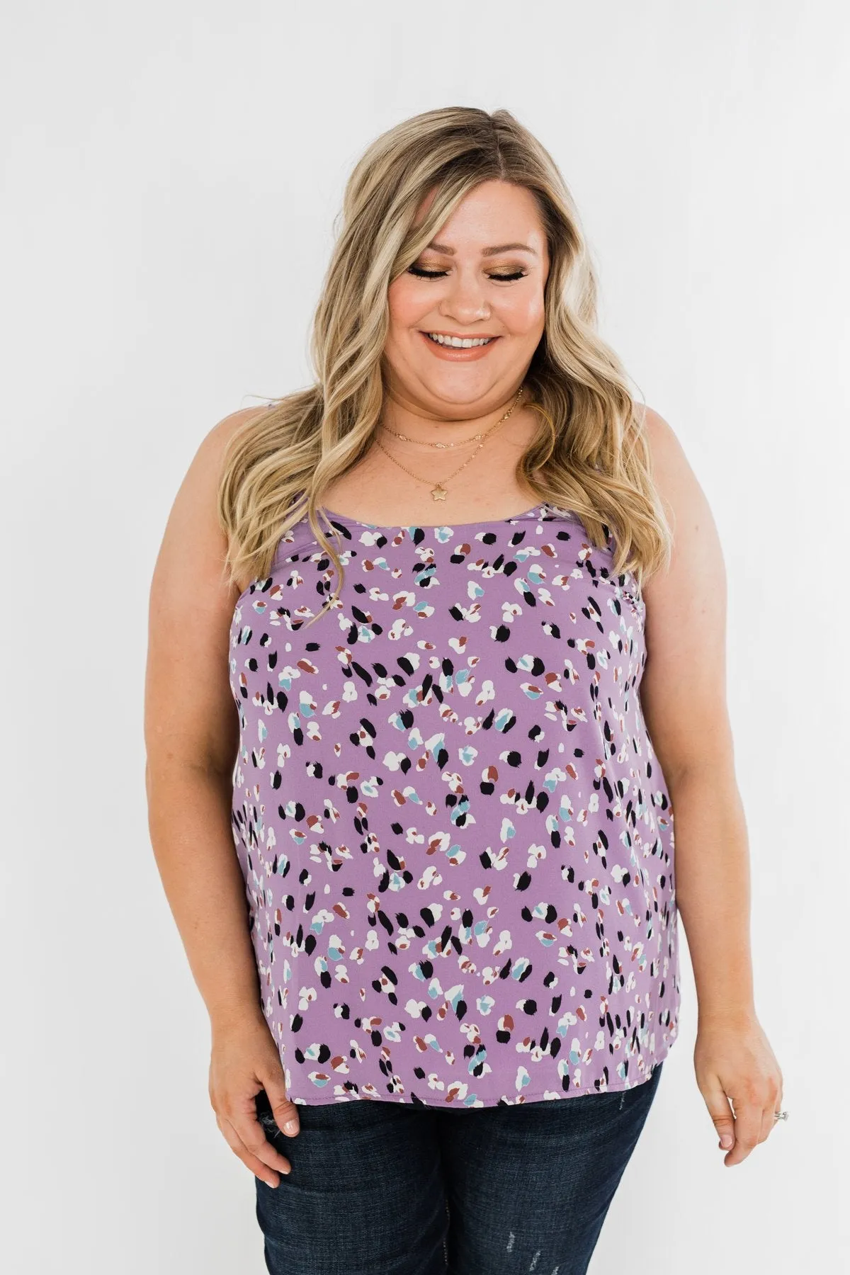 Sweet On You Printed Tank Top- Purple