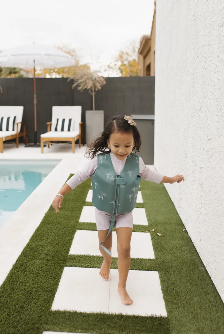 Swim Vest- Green Palms