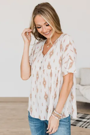 Tales Of Old Patterned Top- Ivory