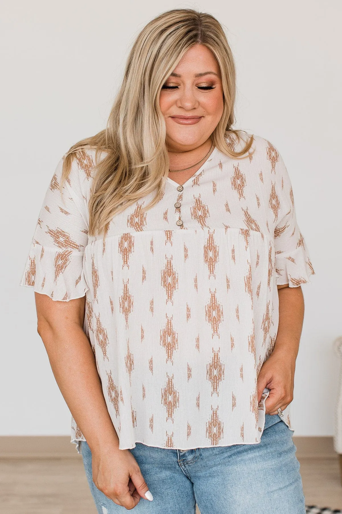 Tales Of Old Patterned Top- Ivory