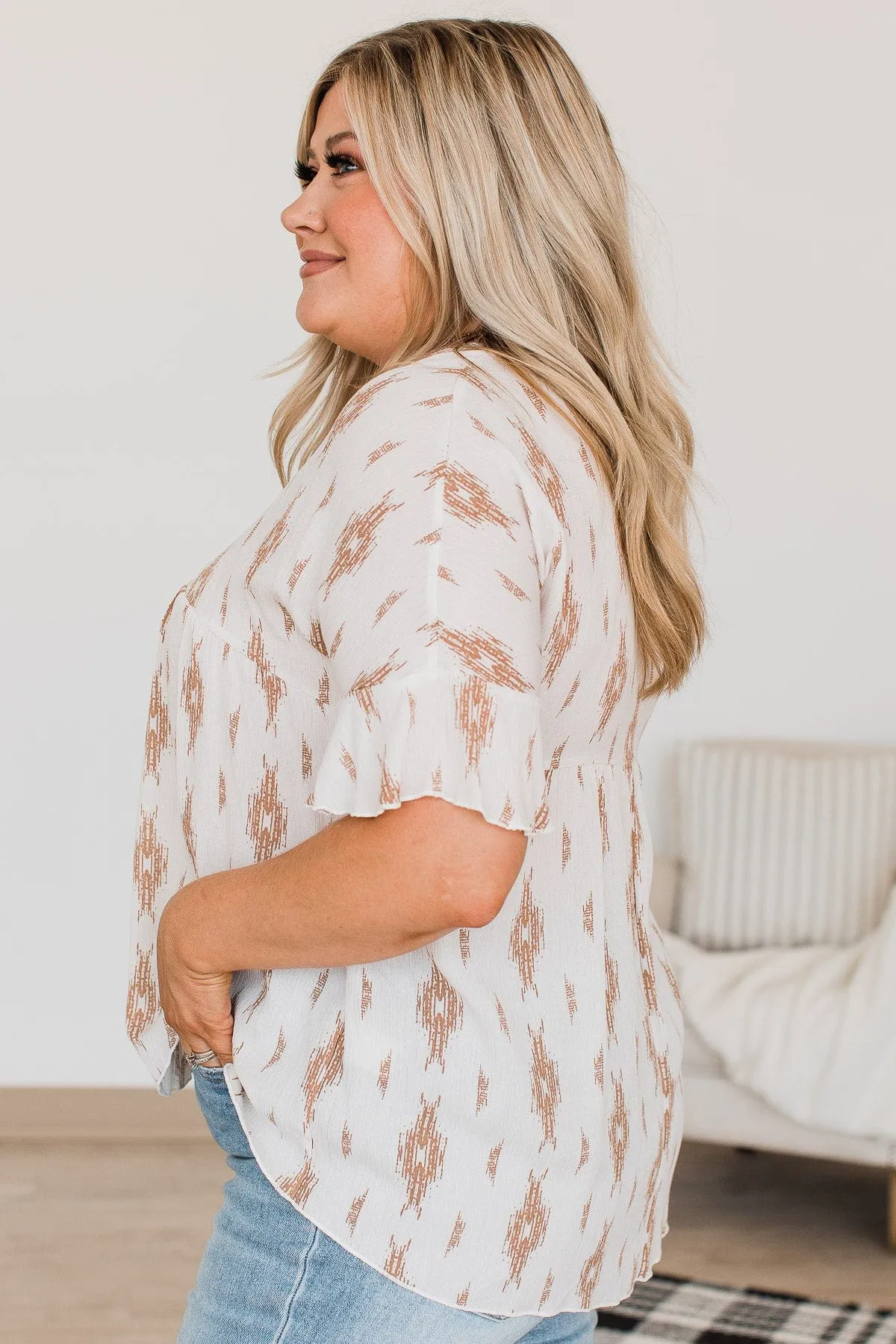 Tales Of Old Patterned Top- Ivory