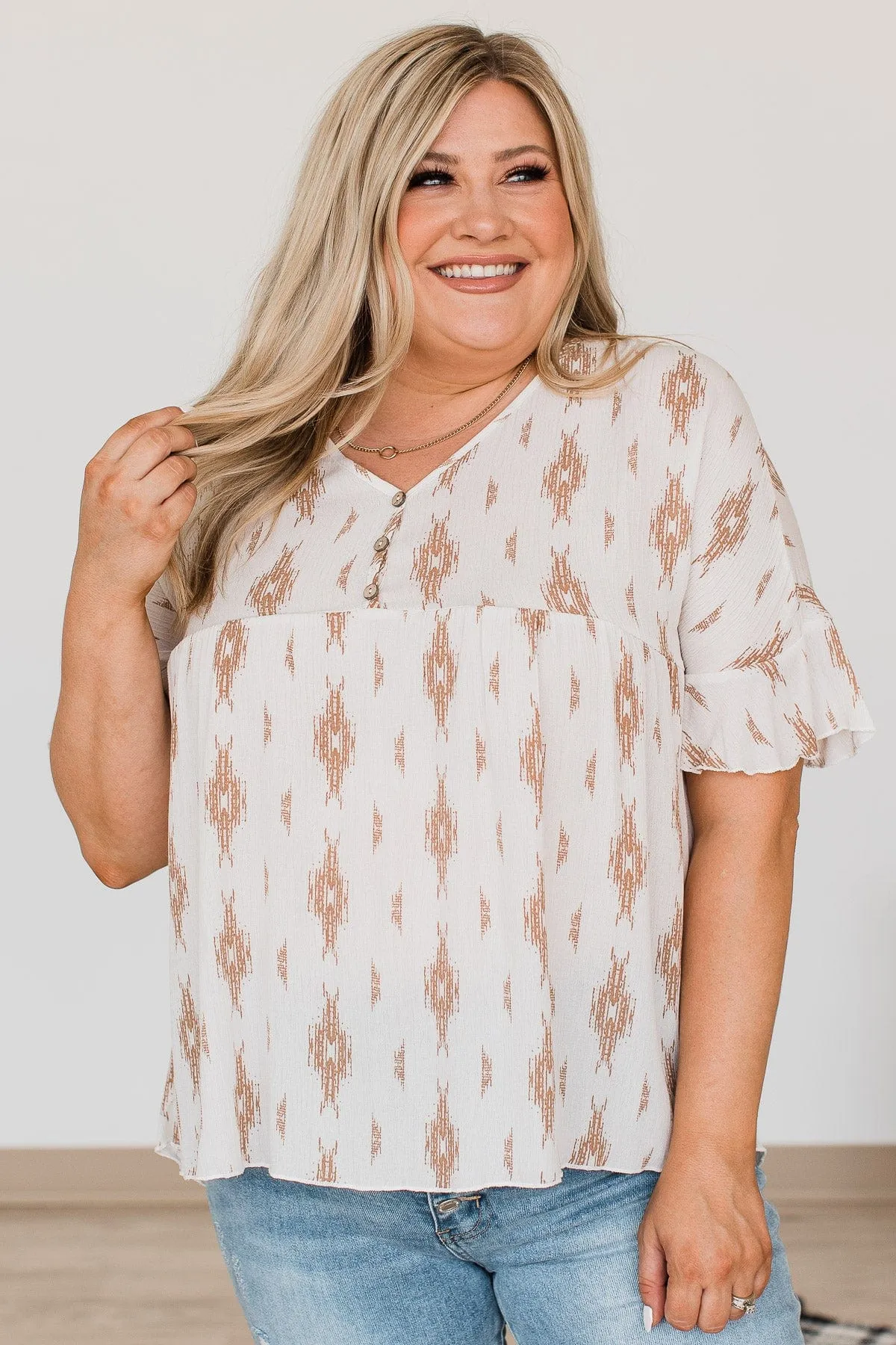 Tales Of Old Patterned Top- Ivory