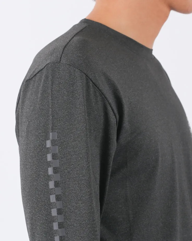 T&C CHECKER L/S SURF TEE UPF 50  - BLACK HEATHER