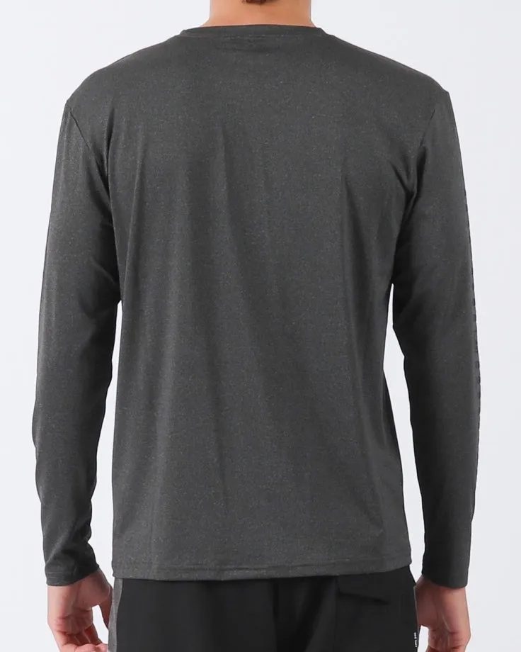 T&C CHECKER L/S SURF TEE UPF 50  - BLACK HEATHER