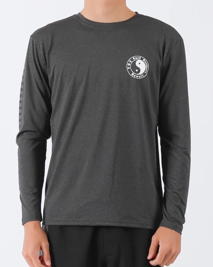T&C CHECKER L/S SURF TEE UPF 50  - BLACK HEATHER