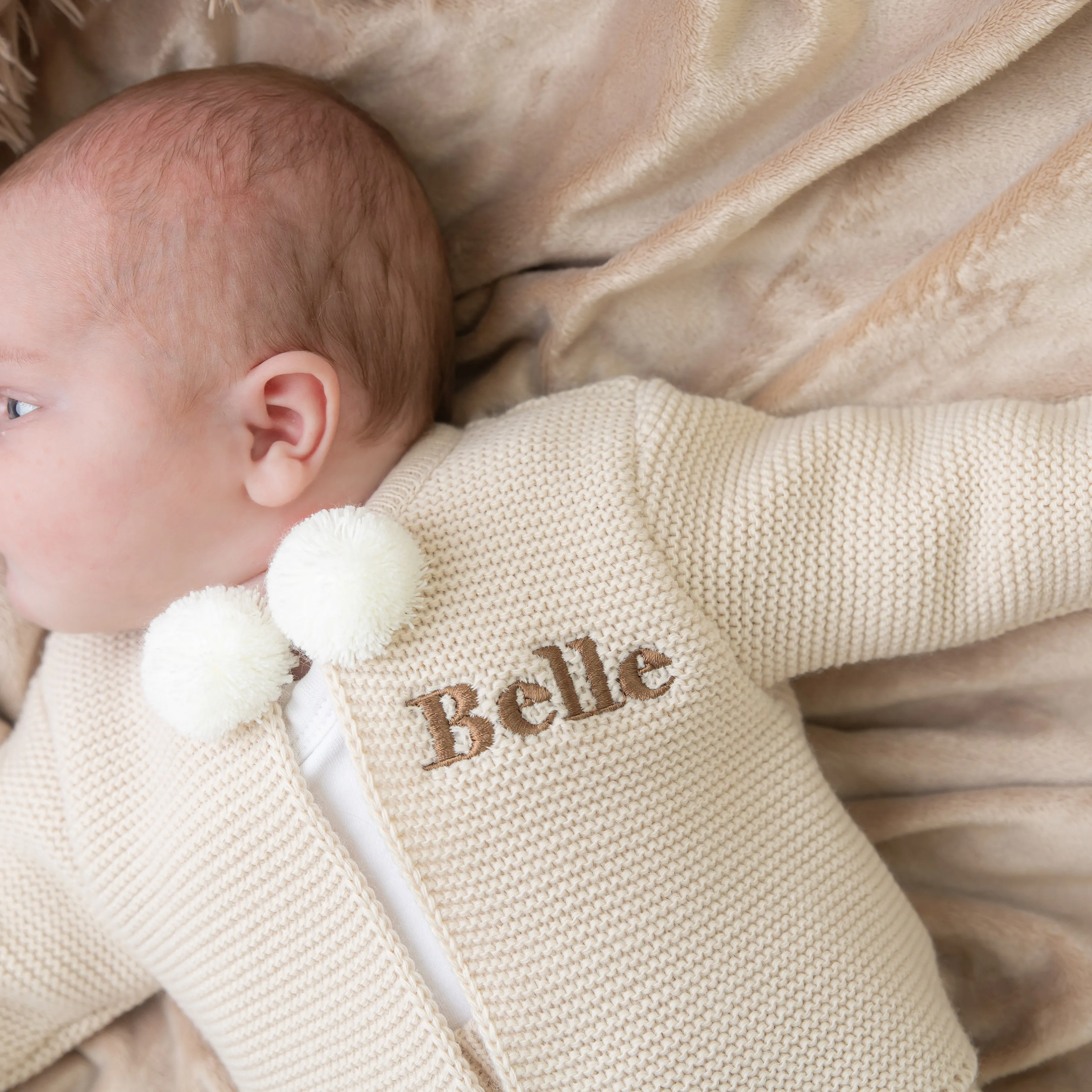 Taupe Knitted Pom 2 Piece Outfit