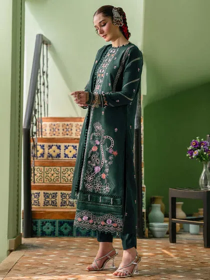 Tea Green Embroidered Pakistani Salwar Kameez Dupatta Party Dress