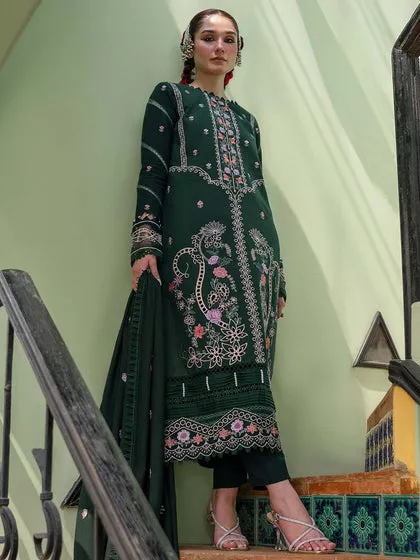 Tea Green Embroidered Pakistani Salwar Kameez Dupatta Party Dress