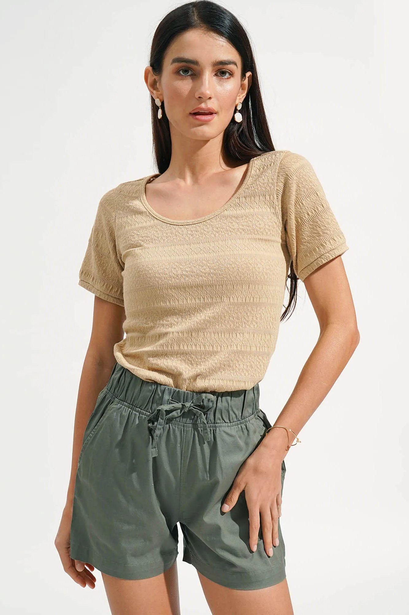 Textured Scoop Neck Tee