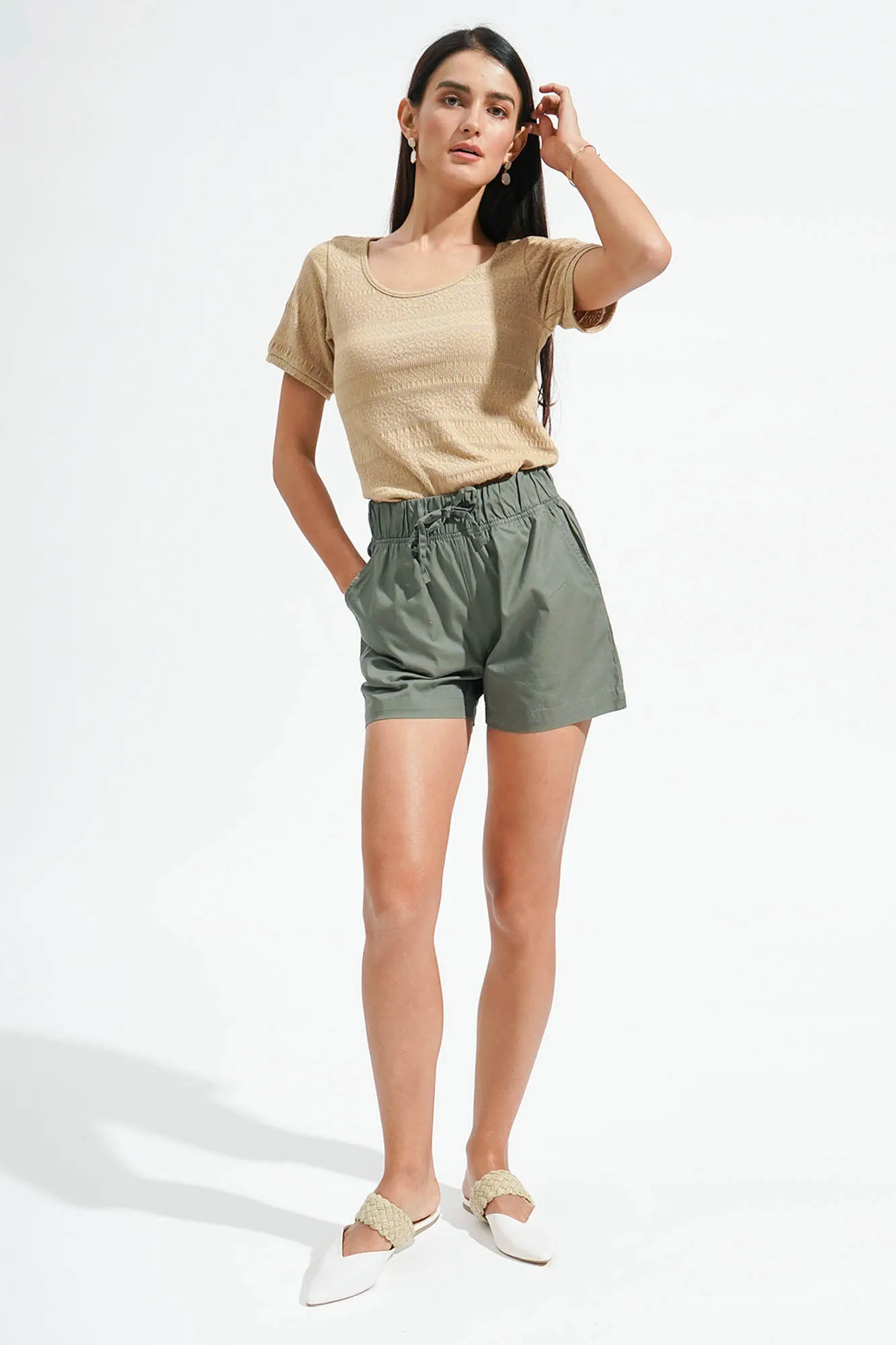 Textured Scoop Neck Tee